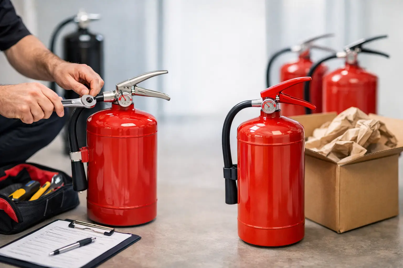 Service vs Replace Extinguishers at Work